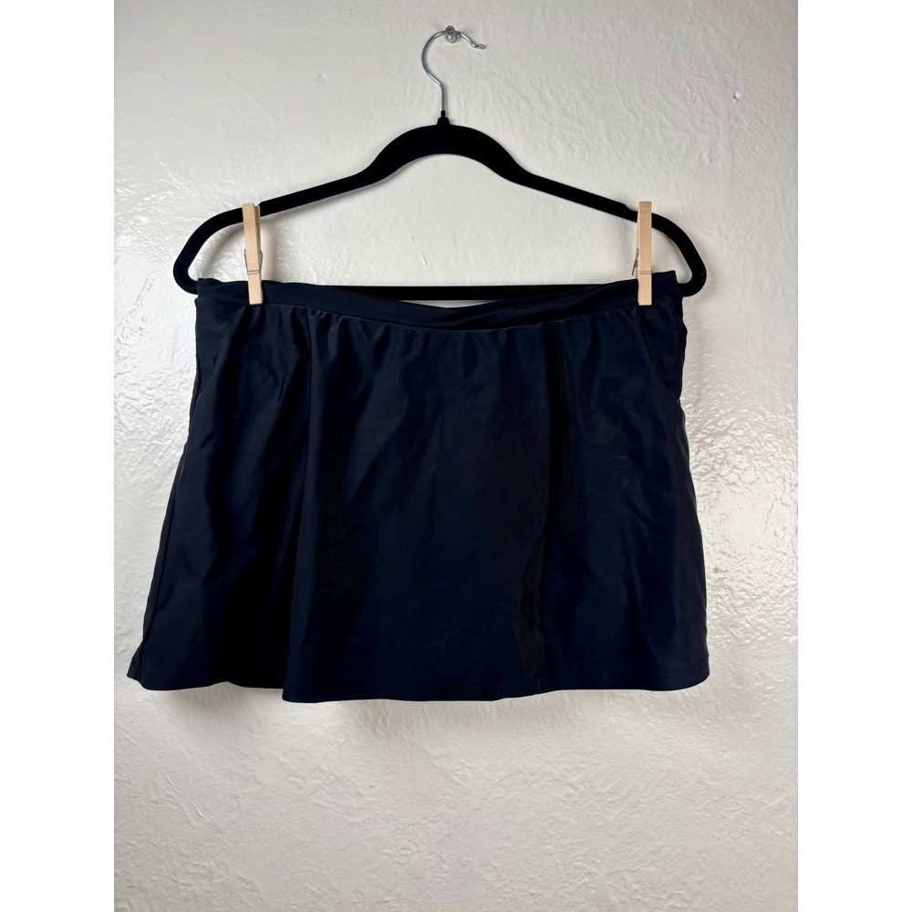 Croft & Barrow Swim Skirt 14 Black Goth Vacation Resortwear Cruise Poolside